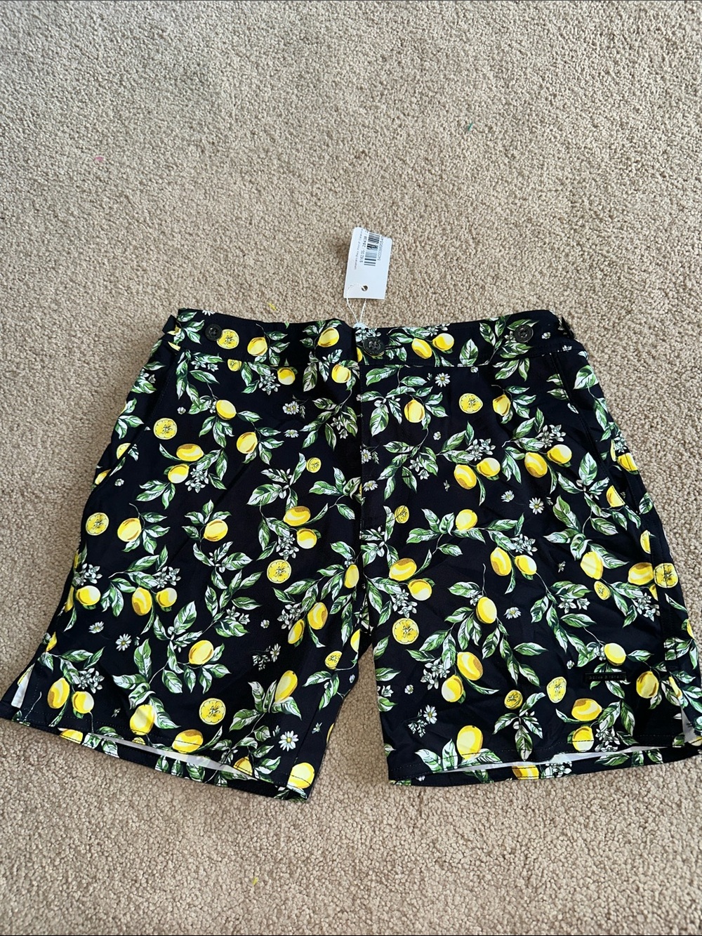 Parke & Ronen lemon print swim trunks